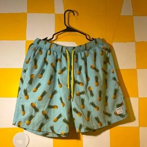 Teal Swim Trunk With Pineapples